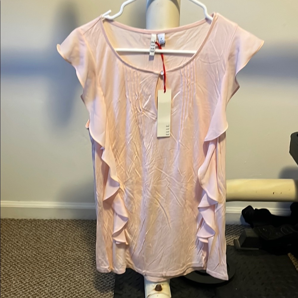 Pink Ruffle Sleeve Women's Top